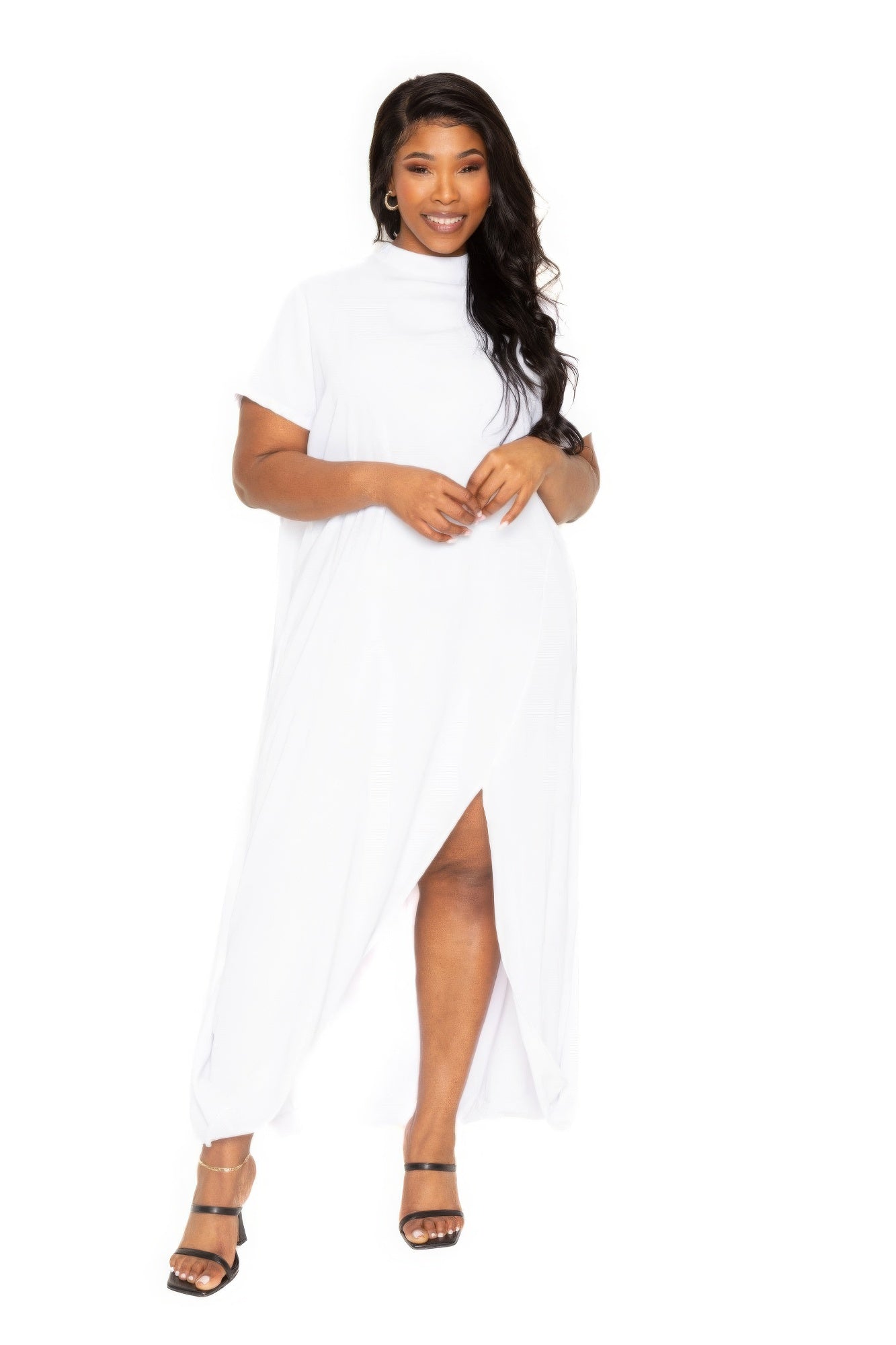 Mock neck back cape dress - AV Fashion’s