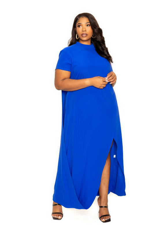 Mock neck back cape dress - AV Fashion’s