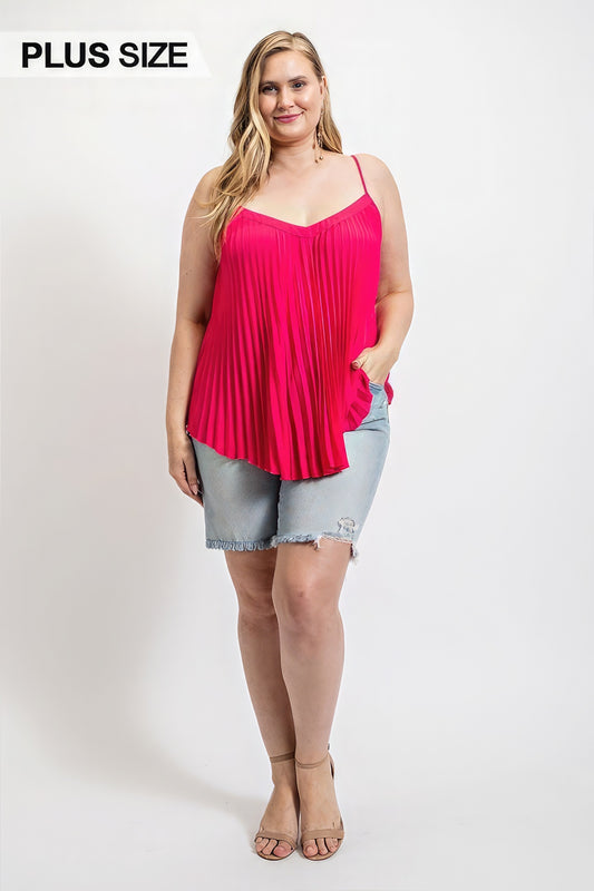 Pleated Tank Top With Adjustable Strap - AV Fashion’s