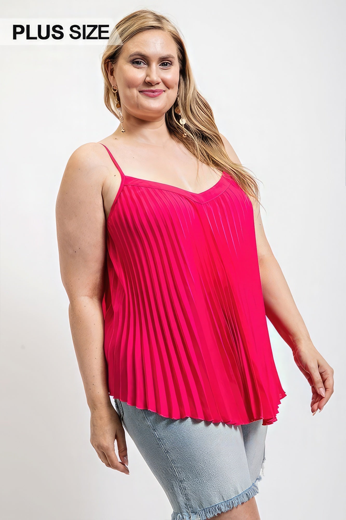 Pleated Tank Top With Adjustable Strap - AV Fashion’s