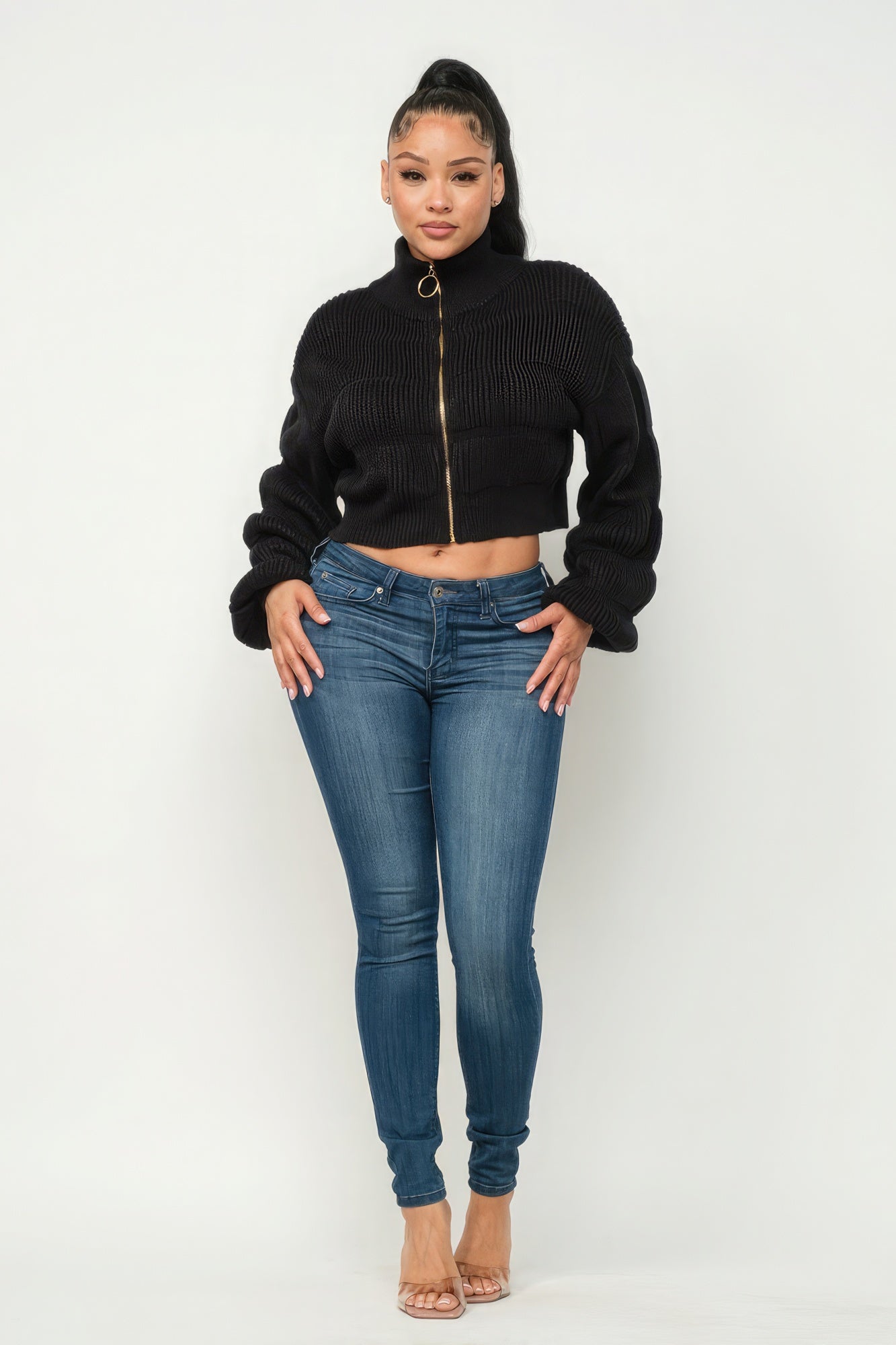 Michelin Sweater Top W/ Front Zipper - AV Fashion’s
