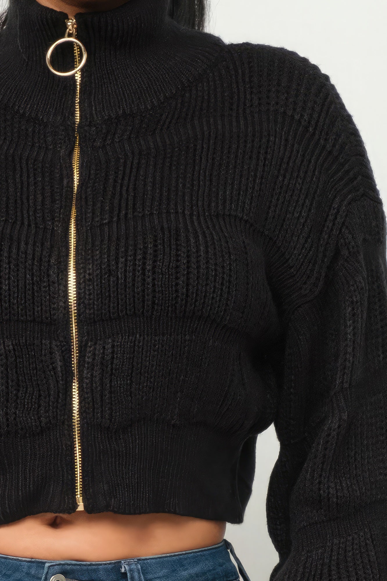 Michelin Sweater Top W/ Front Zipper - AV Fashion’s
