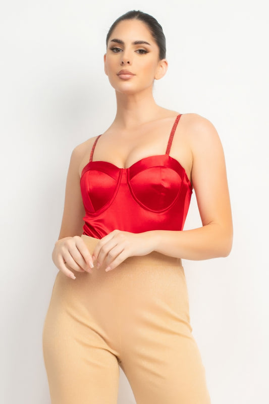 Rhinestone Strap Sweetheart Bodysuit - AV Fashion’s