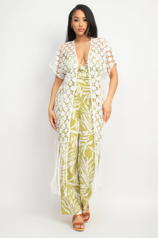 Crocheted Open-front Fringe Kimono - AV Fashion’s