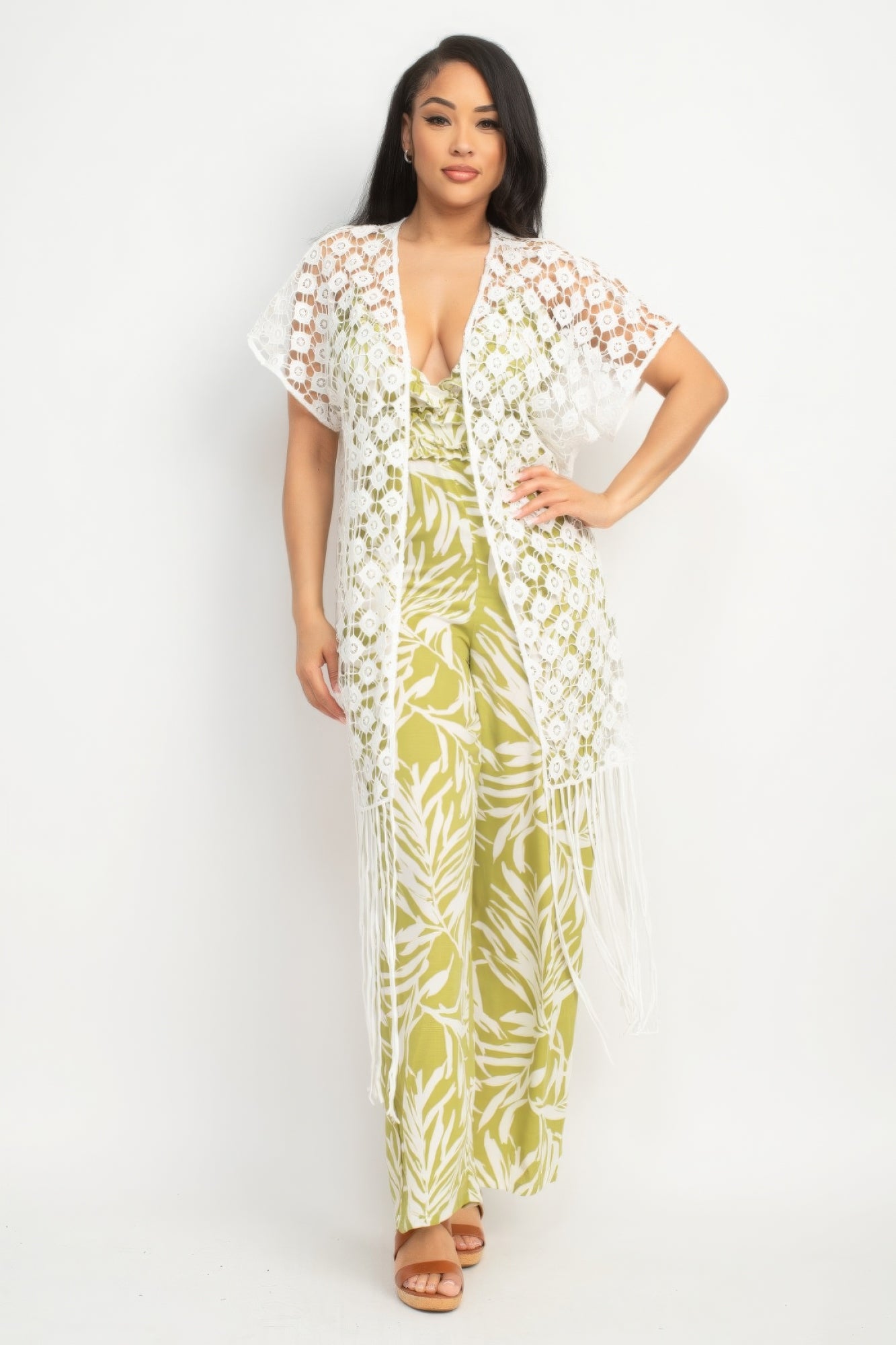 Crocheted Open-front Fringe Kimono - AV Fashion’s
