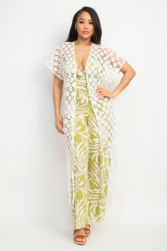 Crocheted Open-front Fringe Kimono - AV Fashion’s
