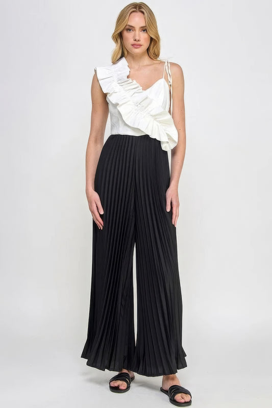 Cami Asymmetrical Ruffle Detail Pleated Bottom Jumpsuit - AV Fashion’s