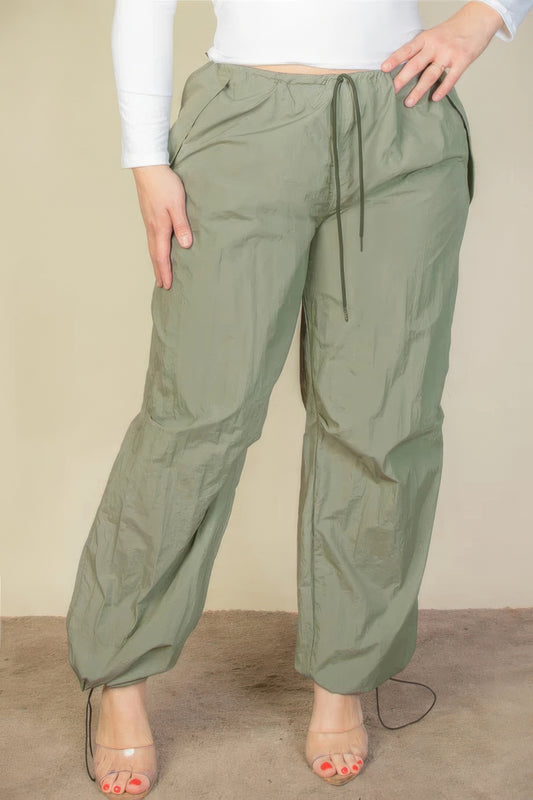 Plus Size Drawstring Waist Parachute Pants - AV Fashion’s