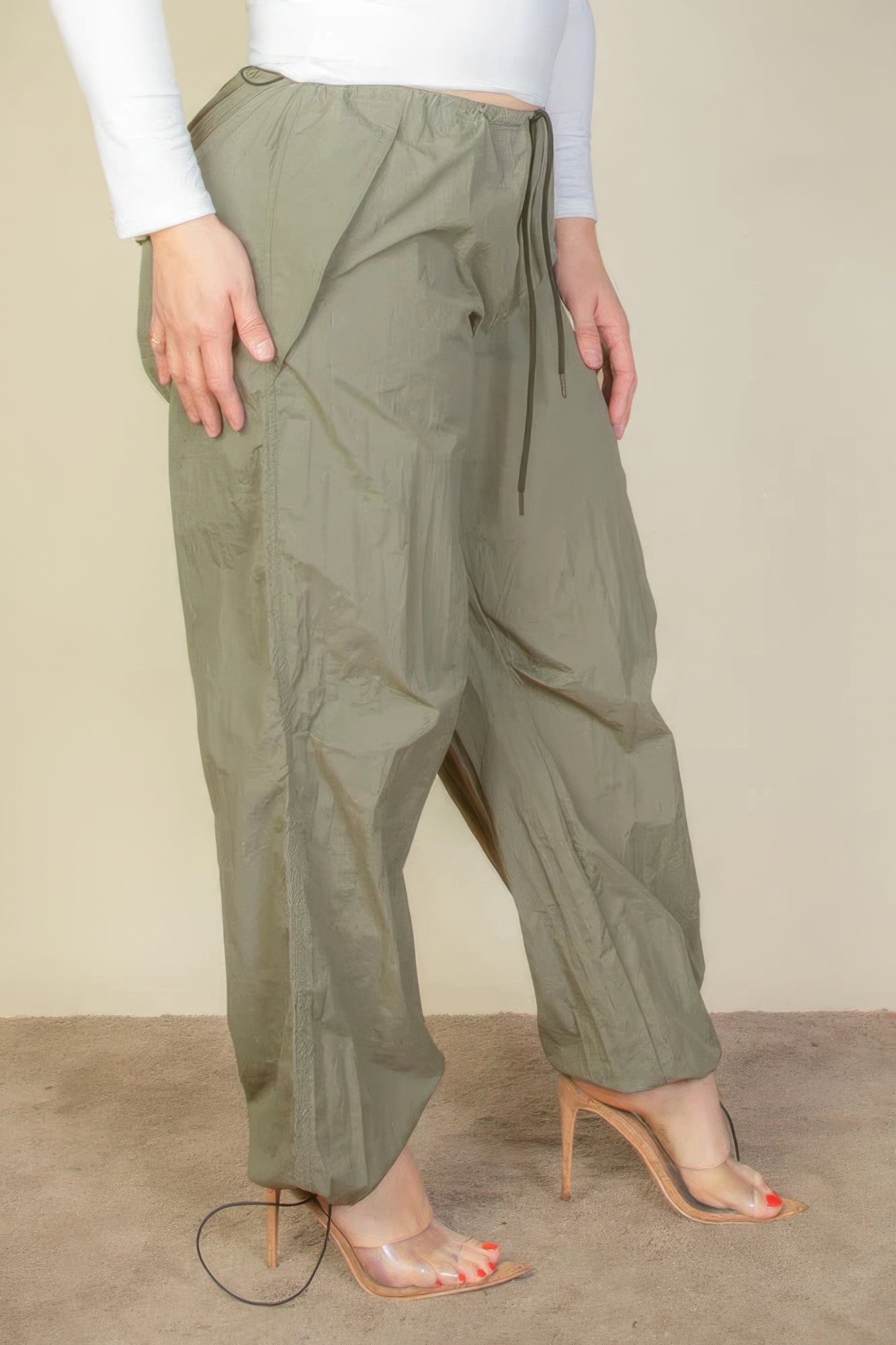 Plus Size Drawstring Waist Parachute Pants - AV Fashion’s