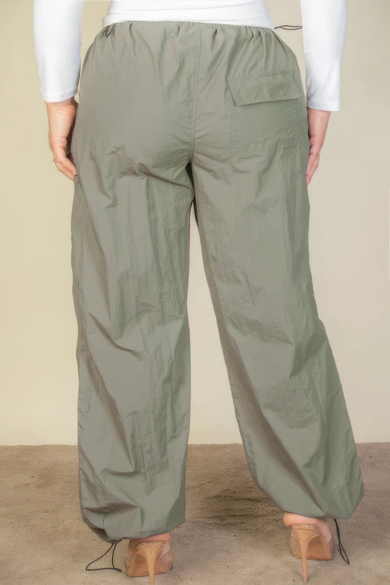 Plus Size Drawstring Waist Parachute Pants - AV Fashion’s