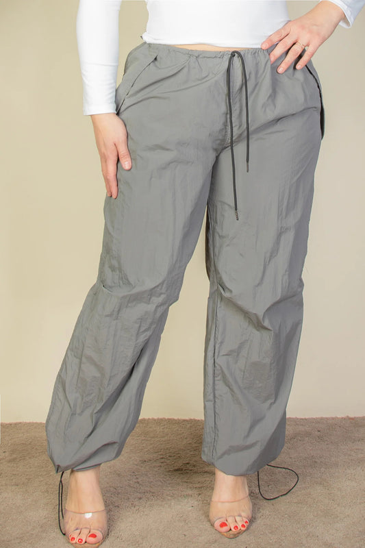 Plus Size Drawstring Waist Parachute Pants - AV Fashion’s