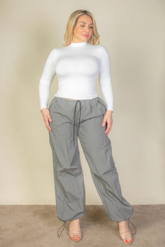Plus Size Drawstring Waist Parachute Pants - AV Fashion’s