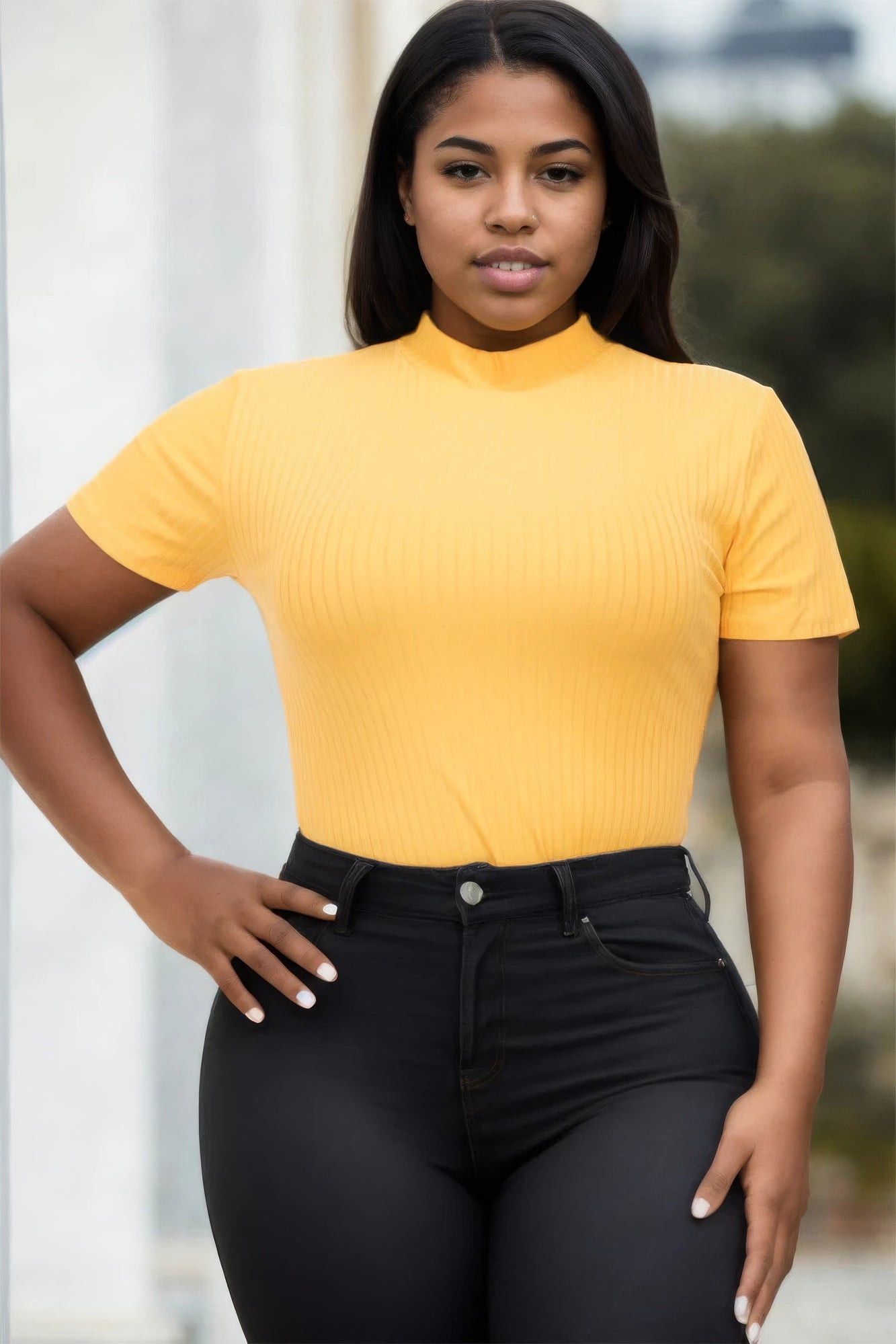 Plus Size Ribbed Short Sleeve Bodysuit - AV Fashion’s