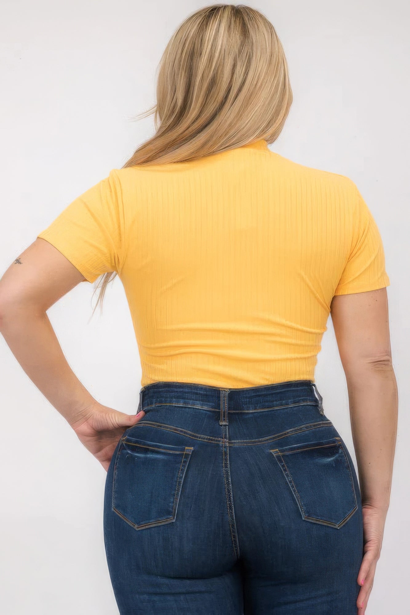 Plus Size Ribbed Short Sleeve Bodysuit - AV Fashion’s