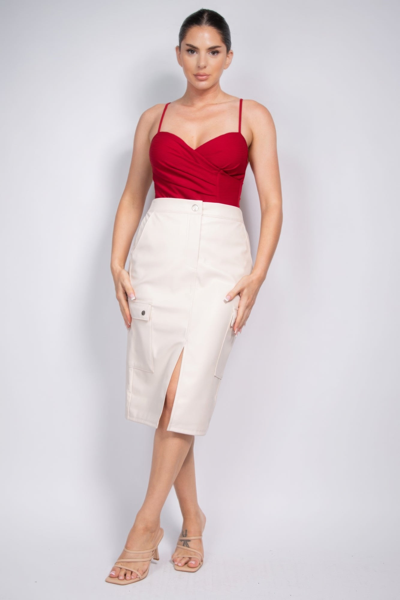 Faux Leather High-rise Cargo Skirt - AV Fashion’s