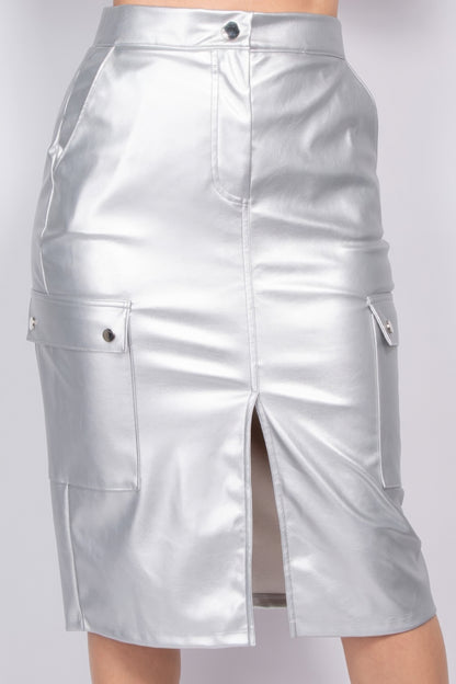 Faux Leather High-rise Cargo Skirt - AV Fashion’s