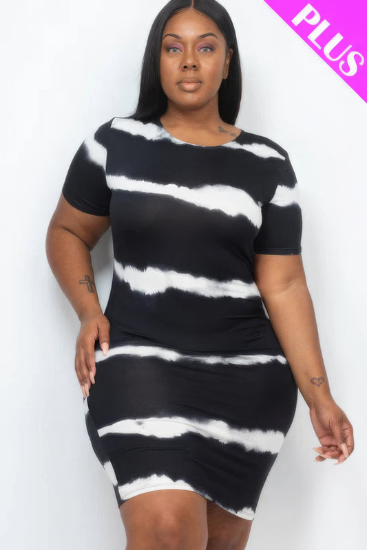 Plus Size Tie-dye Print Bodycon Dress - AV Fashion’s