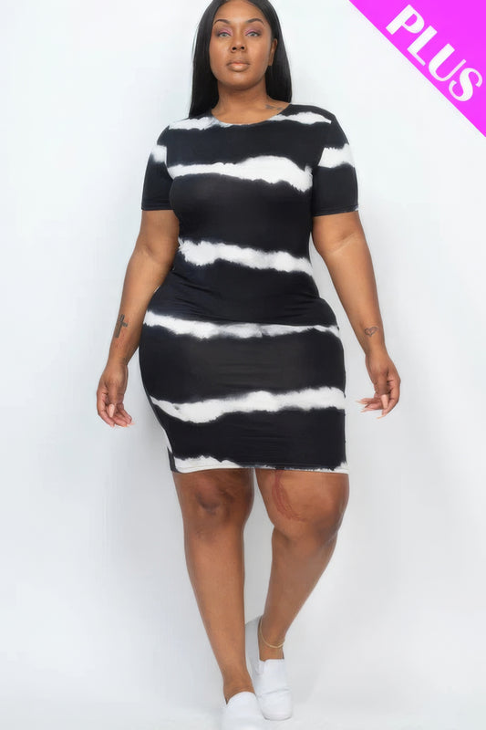 Plus Size Tie-dye Print Bodycon Dress - AV Fashion’s