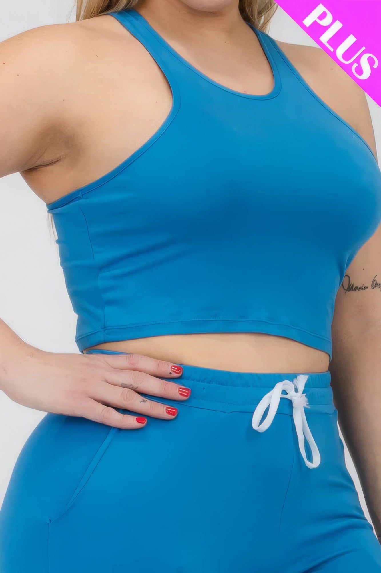 Plus Size Crop Tank Top & Ruched Pants Set - AV Fashion’s