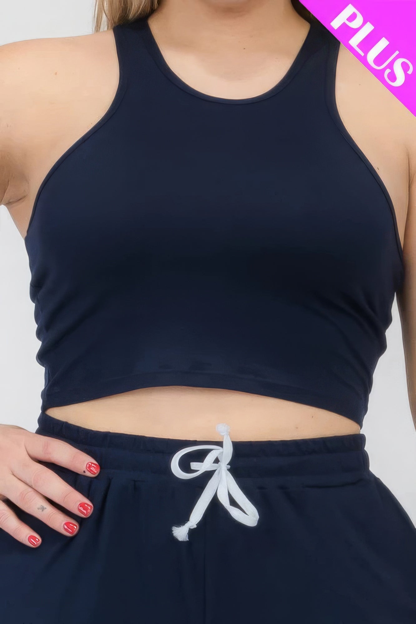Plus Size Crop Tank Top & Ruched Pants Set - AV Fashion’s