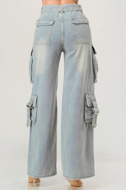 Belted Denim Cargo Jean - AV Fashion’s