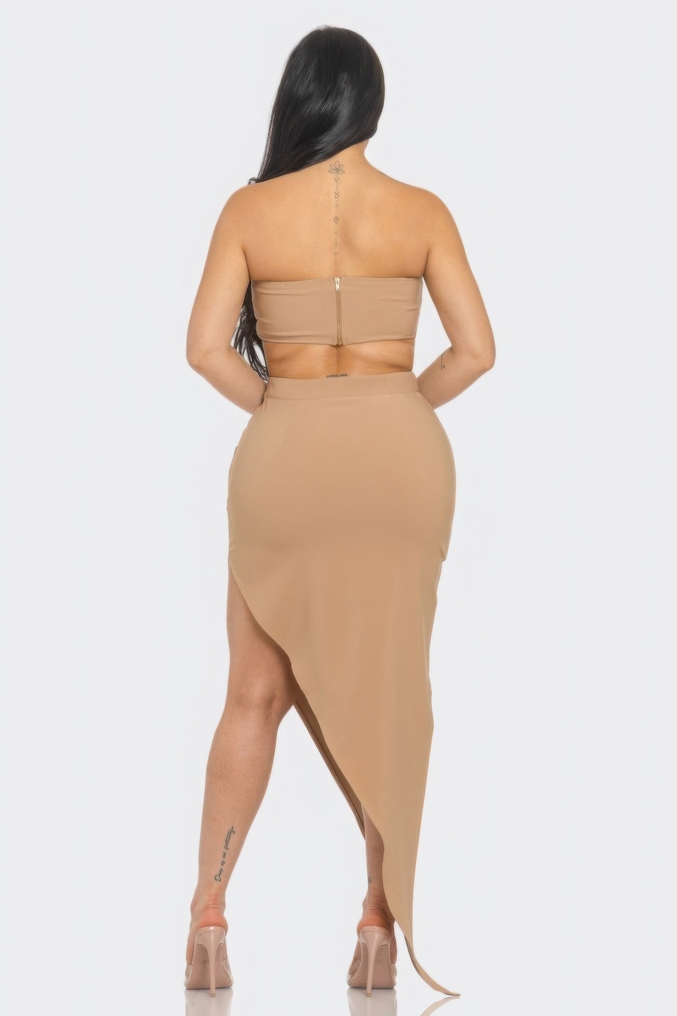 Front Eyelet Buckle Belt Top And Skirt Set - AV Fashion’s