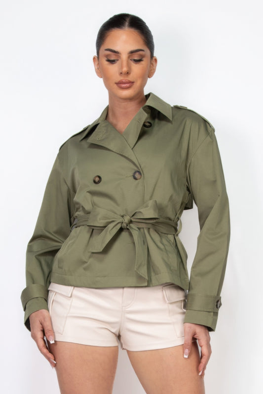 Double-breasted Waist-tie Trench Coat - AV Fashion’s