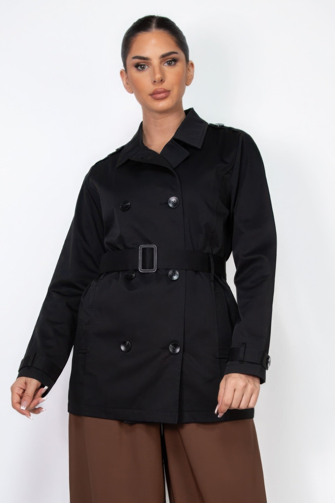 Double-breasted Notch Belted Coat - AV Fashion’s