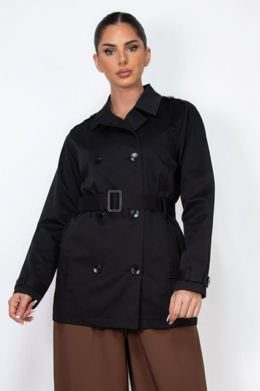 Double-breasted Notch Belted Coat - AV Fashion’s