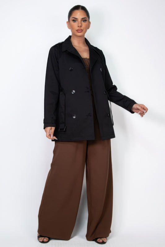 Double-breasted Notch Belted Coat - AV Fashion’s