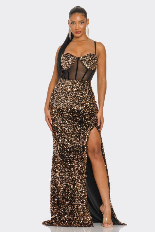 Cecily Teddy Velvet Corset Maxi Dress - AV Fashion’s