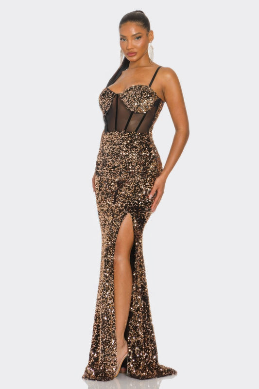 Cecily Teddy Velvet Corset Maxi Dress - AV Fashion’s