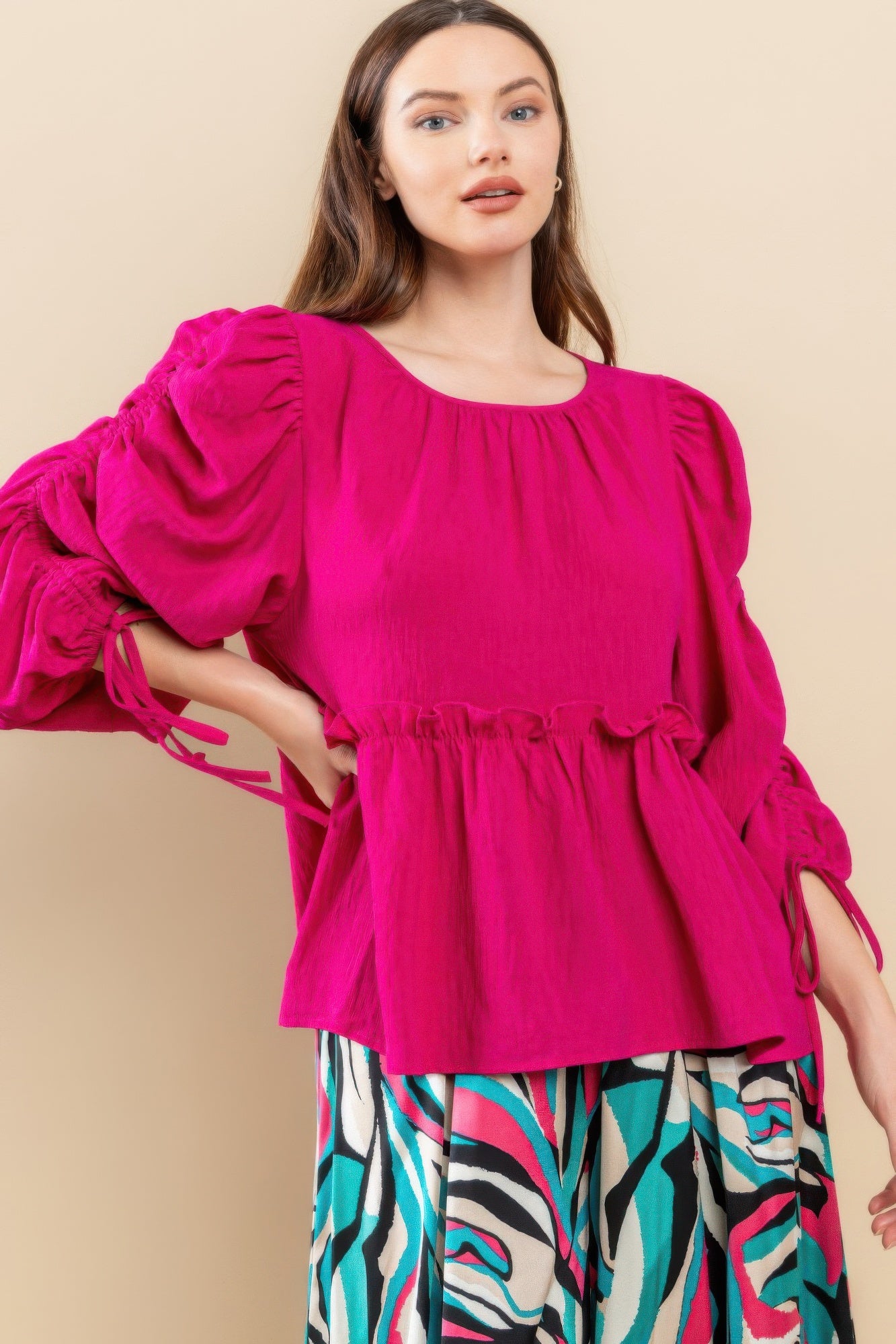 Round Neckline Babydoll Top - AV Fashion’s