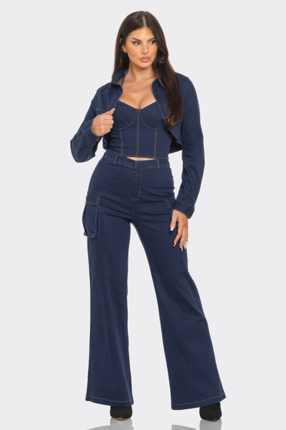 Crop Jacket 3pcs Set - AV Fashion’s