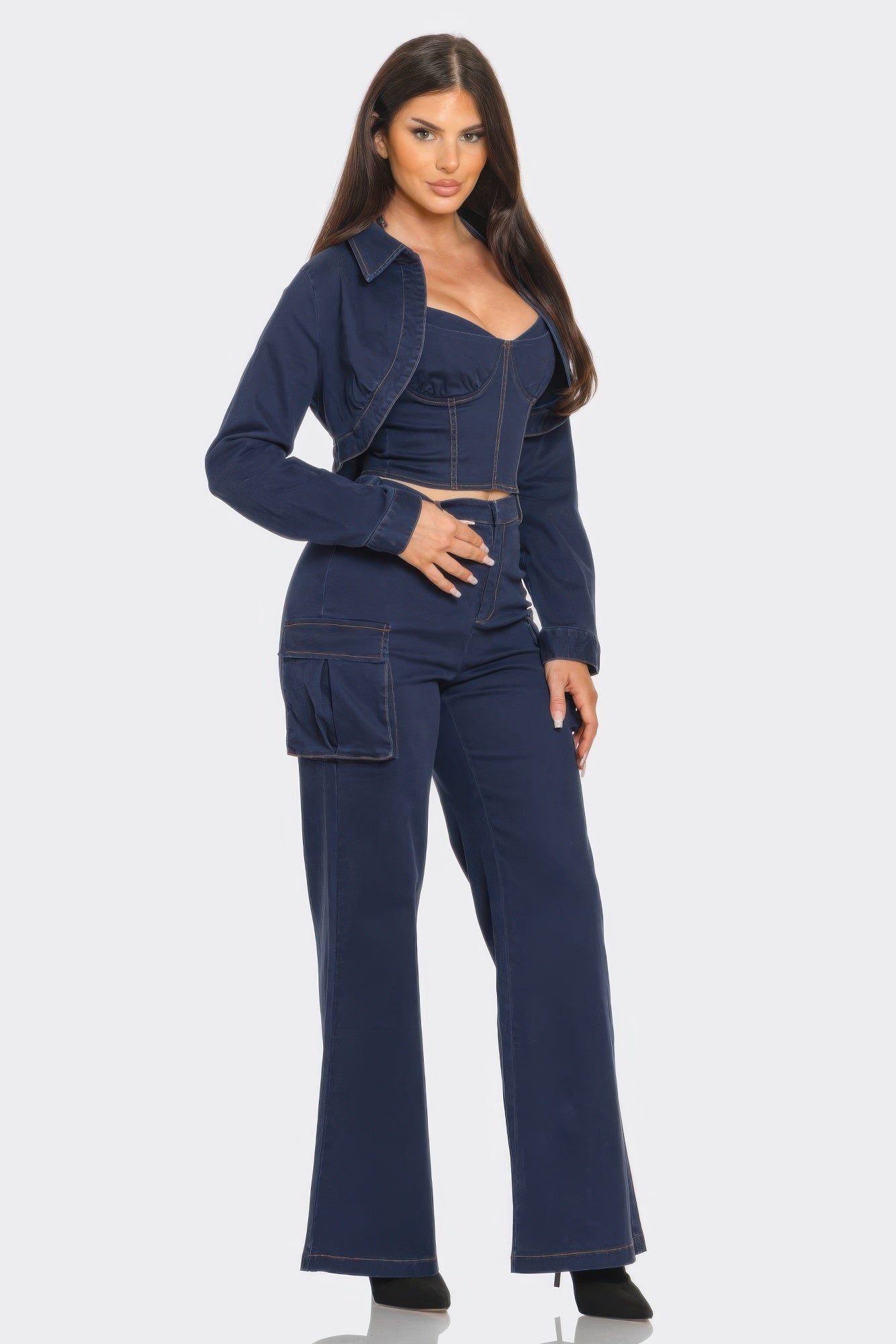 Crop Jacket 3pcs Set - AV Fashion’s