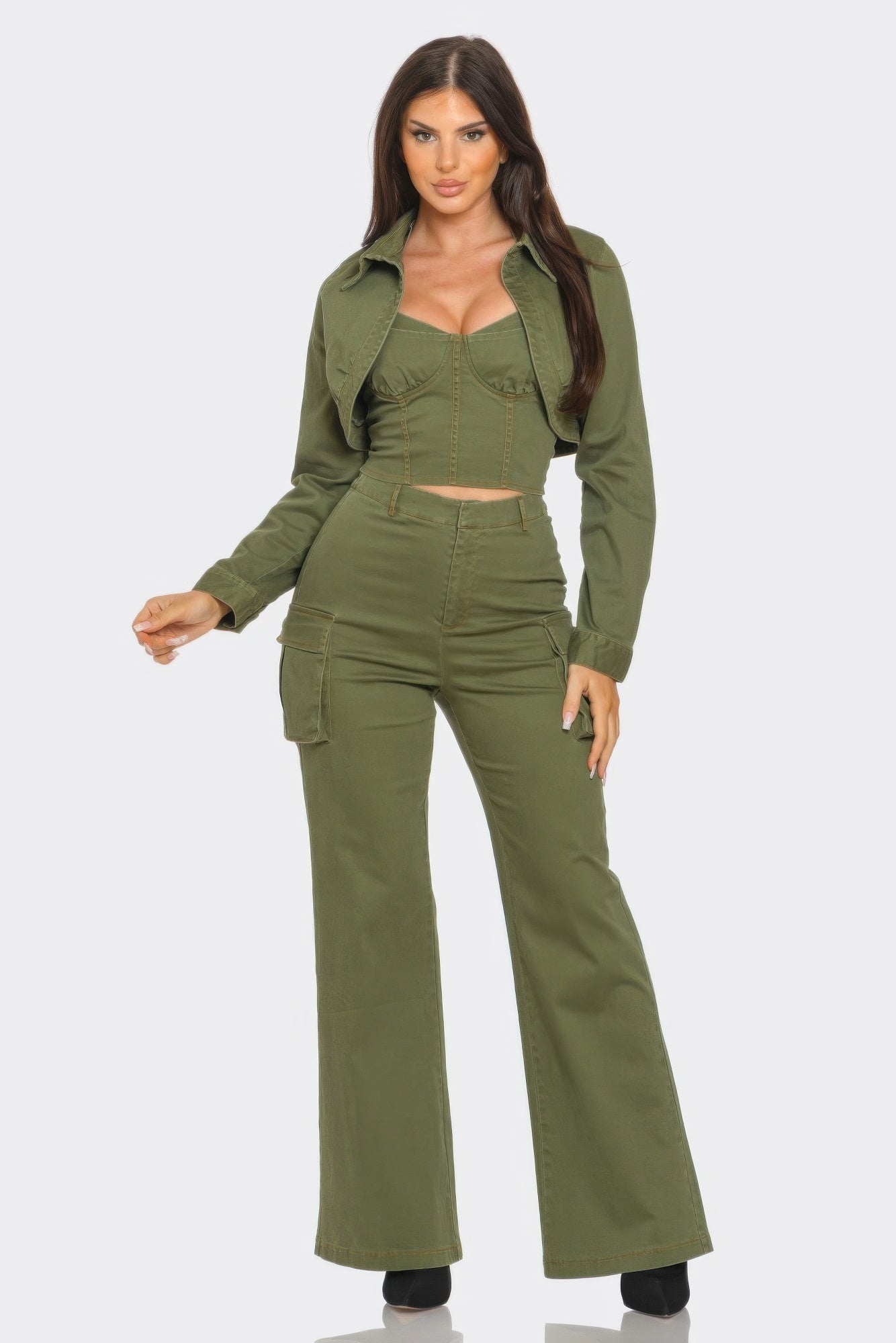 Crop Jacket 3pcs Set - AV Fashion’s