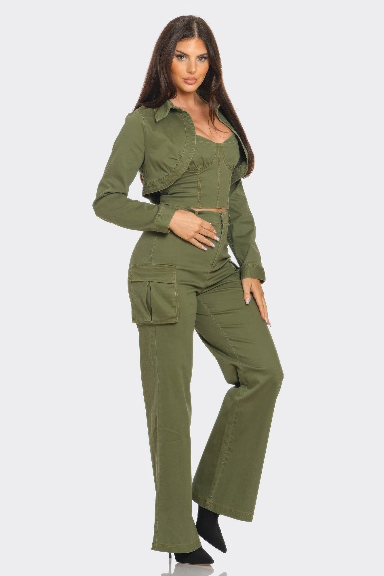 Crop Jacket 3pcs Set - AV Fashion’s