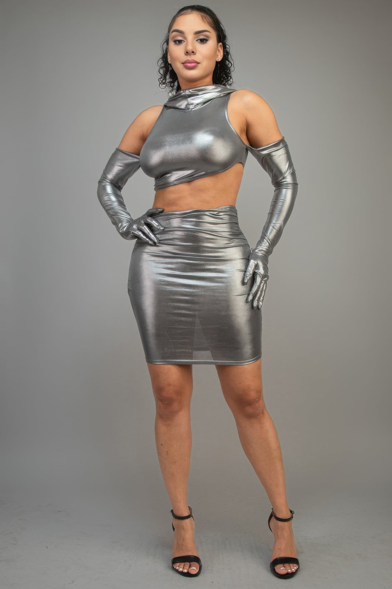 Short Dress With Gloves & Hoodie - AV Fashion’s
