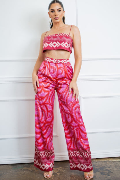 Bra Top And Wide Leg Pants Set - AV Fashion’s