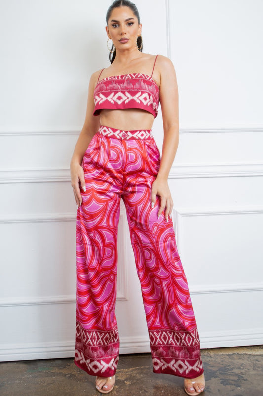 Bra Top And Wide Leg Pants Set - AV Fashion’s