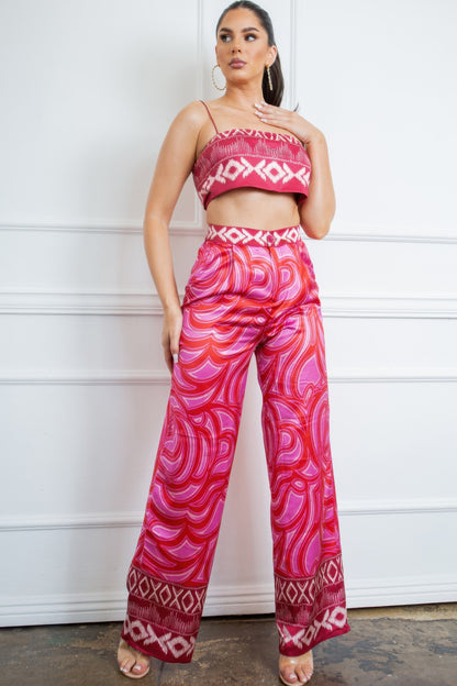 Bra Top And Wide Leg Pants Set - AV Fashion’s