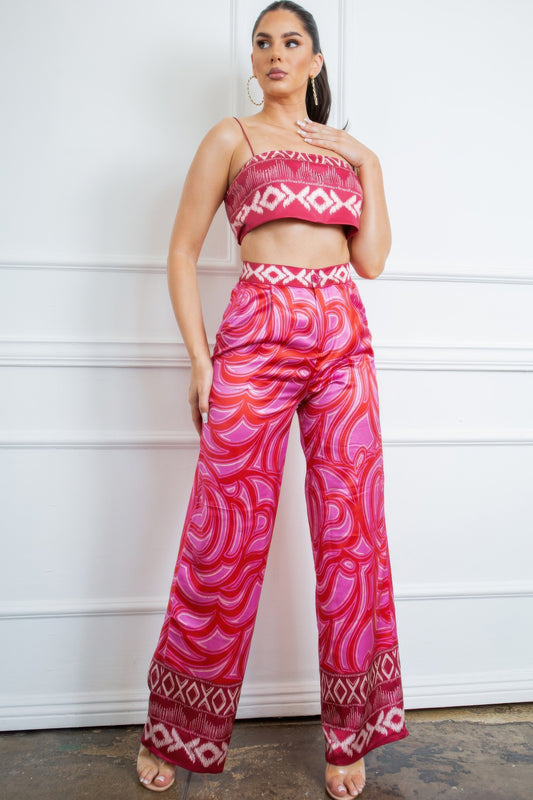 Bra Top And Wide Leg Pants Set - AV Fashion’s
