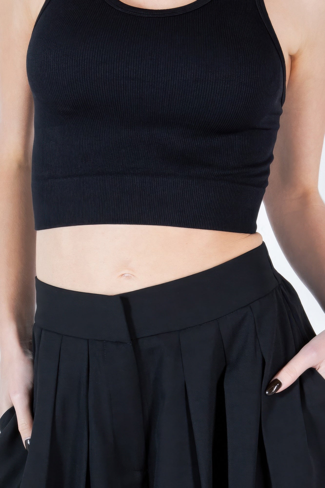 Large Hem Wide Leg Pleated Solid Pants - AV Fashion’s