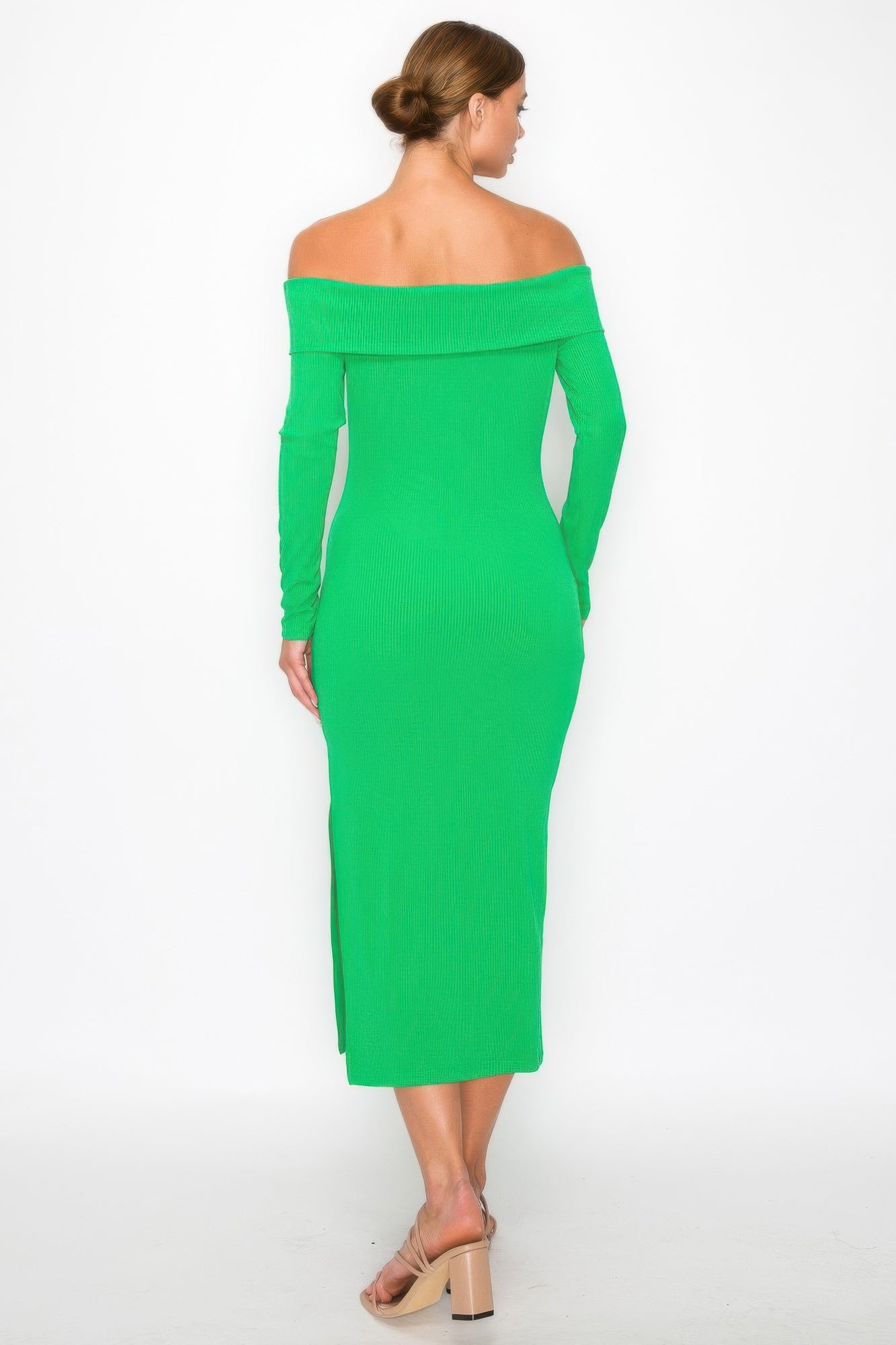 Off-shoulder Rib Midi Dress - AV Fashion’s