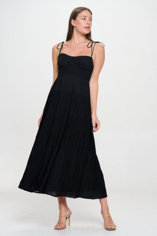 Solid Smocked Ruffle Maxi Dress - AV Fashion’s
