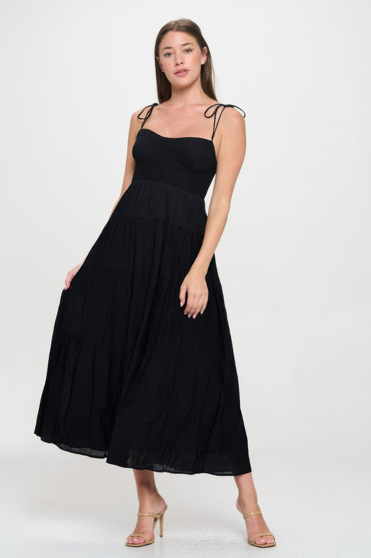 Solid Smocked Ruffle Maxi Dress - AV Fashion’s
