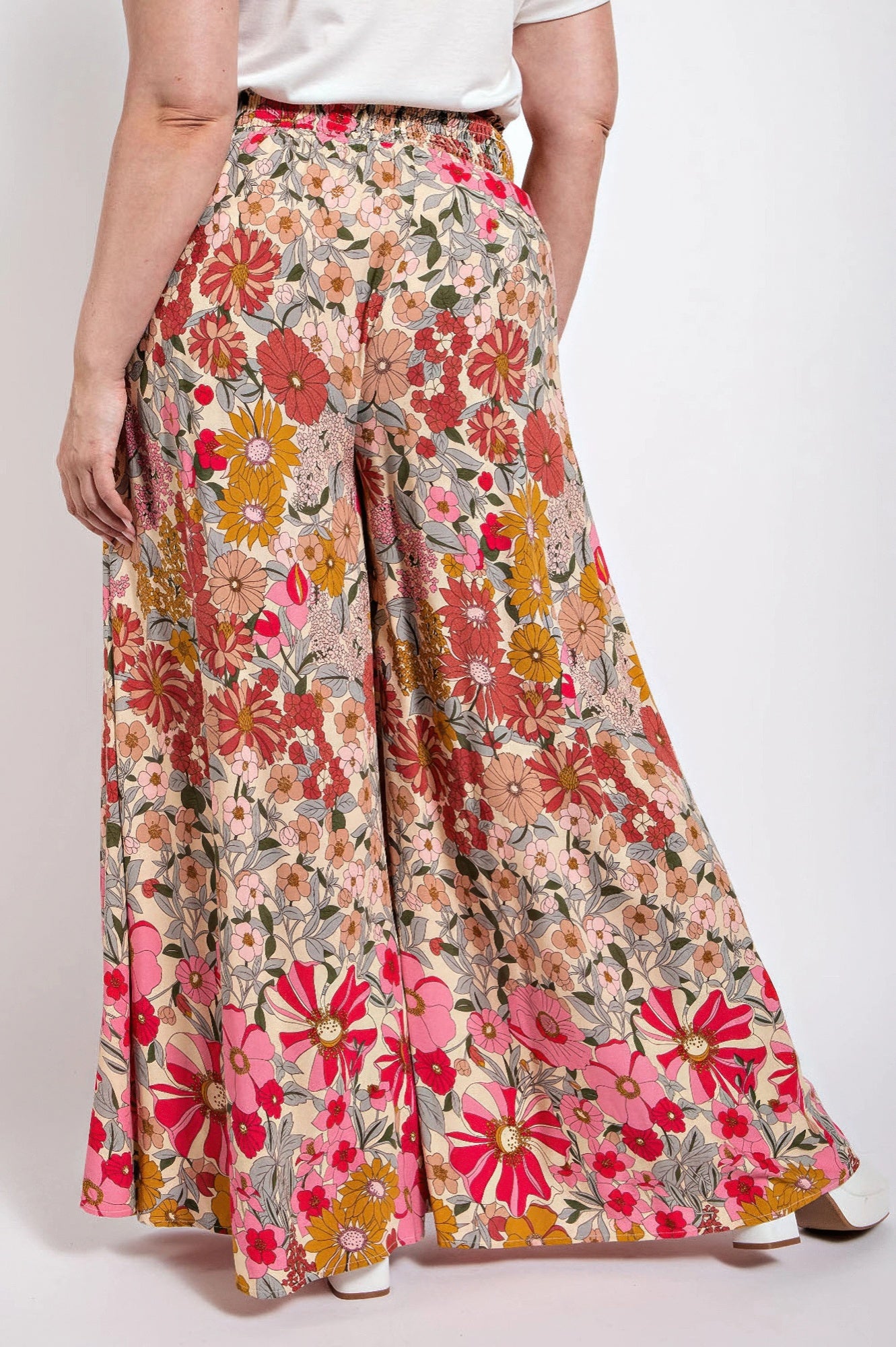 Flare Wide Leg And Waist Smocked Pants With Side Pocket - AV Fashion’s