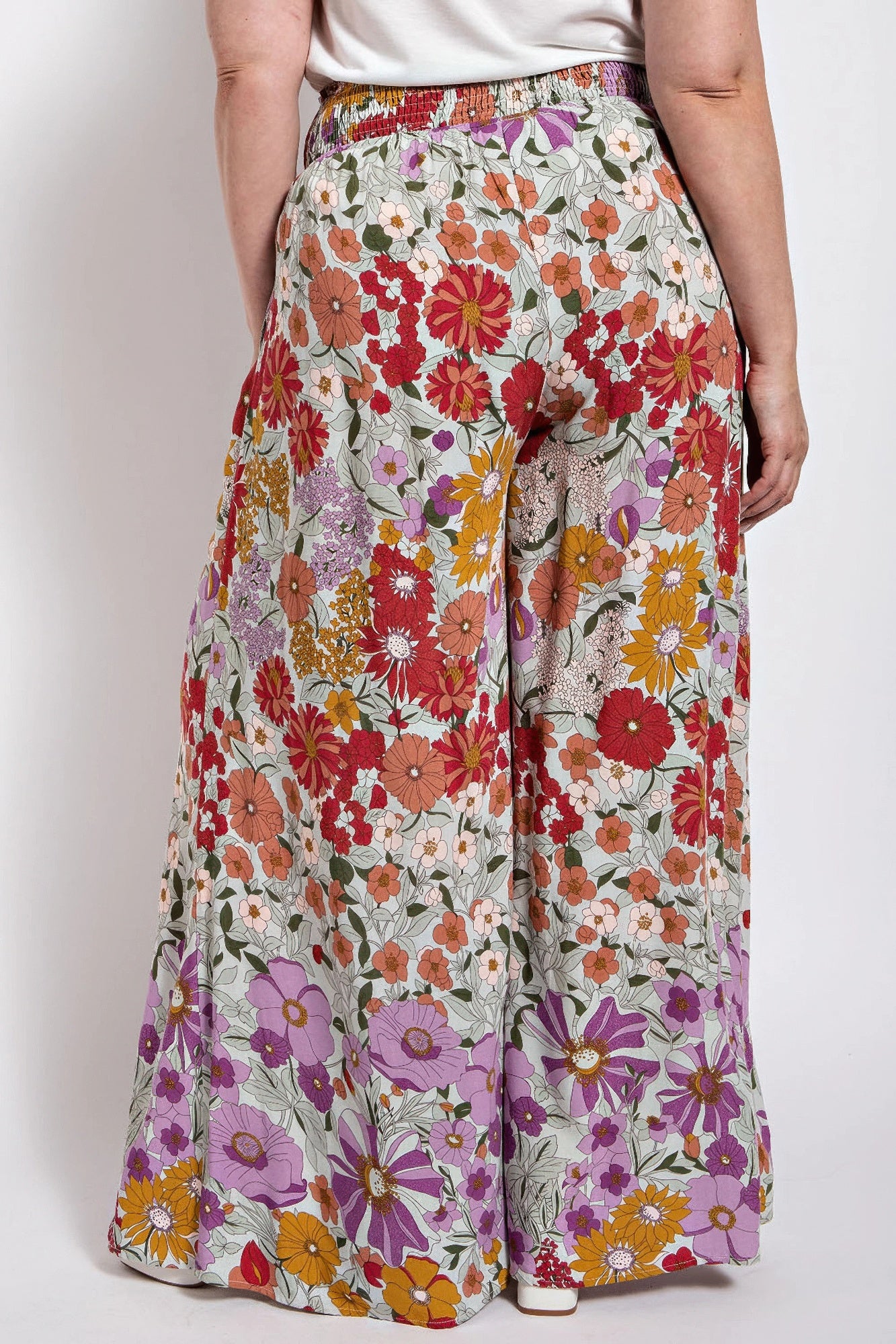 Flare Wide Leg And Waist Smocked Pants With Side Pocket - AV Fashion’s