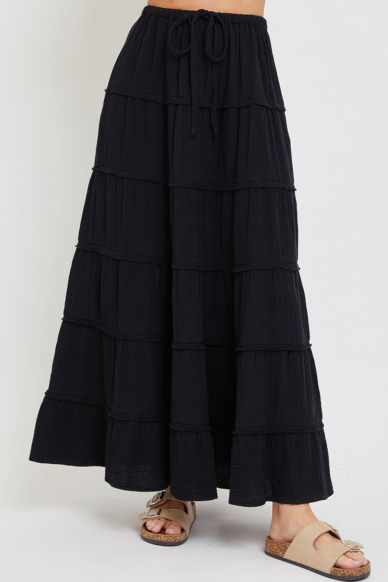 Cotton Gauze Tiered Maxi Skirt - AV Fashion’s