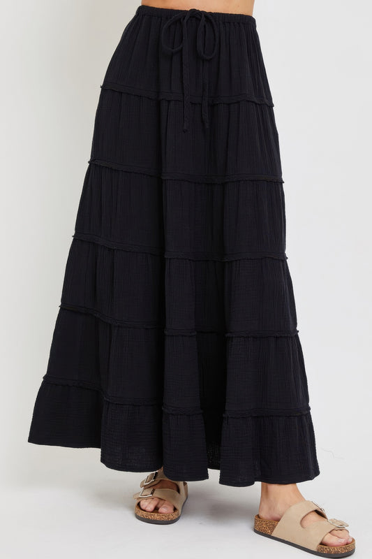 Cotton Gauze Tiered Maxi Skirt - AV Fashion’s